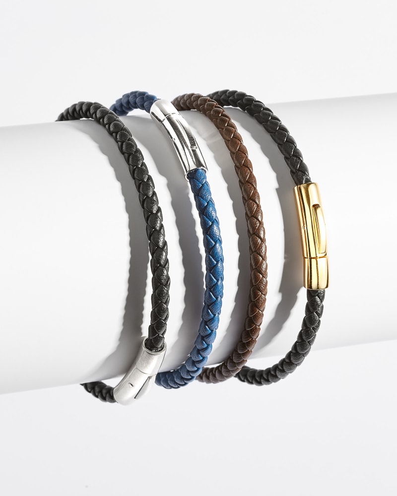 Evans Sterling Silver Corded Bracelet in Blue Leather image number 1